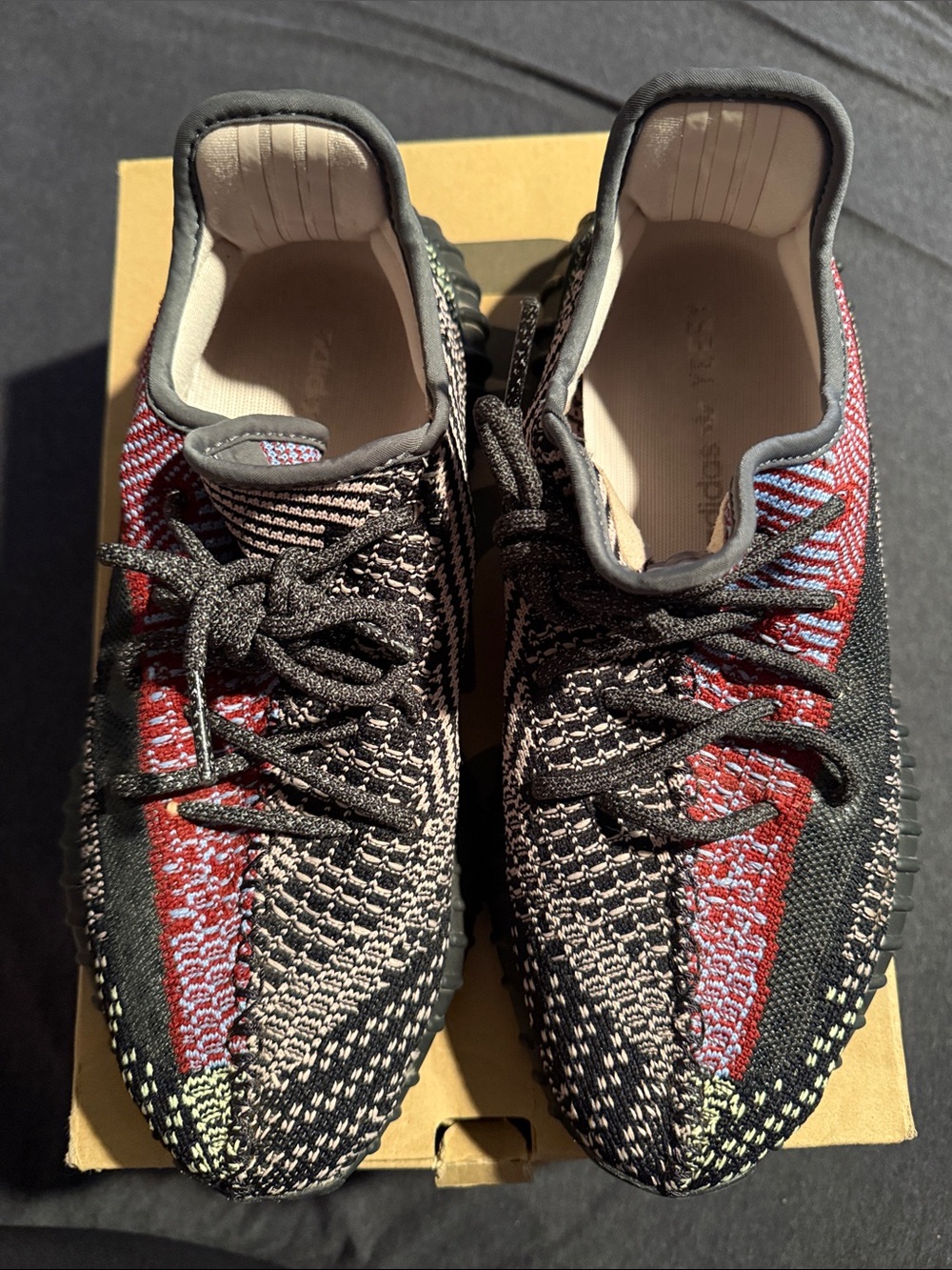 Yeezy Boost 350 Sneakers in Black and Red